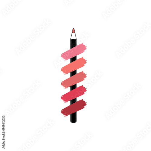 Lip Liner with Lipstick Swatches vector illustration