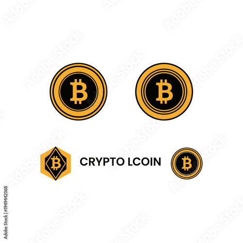 Cryptocurrency Coin Collection Set vector illustration