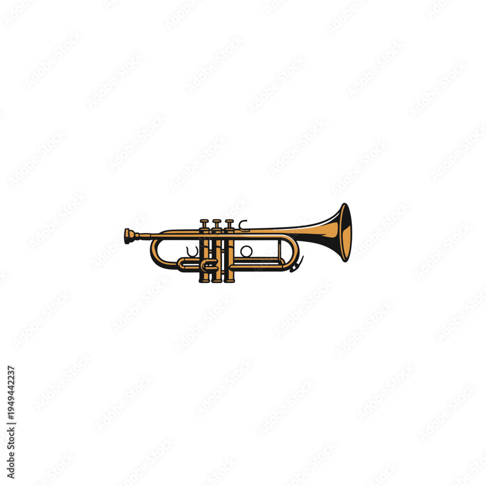 Obraz premium Isolated Trumpet Musical Instrument on White vector illustration