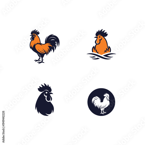 Collection of Chicken and Rooster Logo Designs vector illustration
