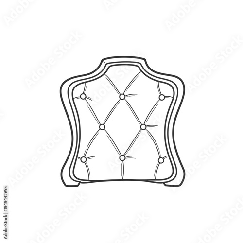 Elegant Tufted Headboard Outline Design vector illustration