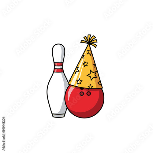 Party Bowling Pin And Ball Vector vector illustration