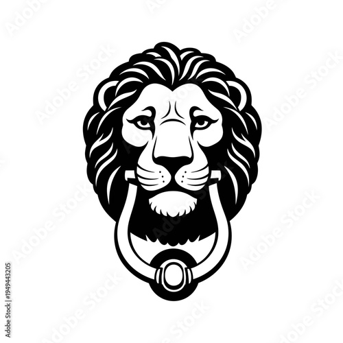 Lion Head Door Knocker Design vector illustration