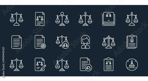 Legal icons on dark background