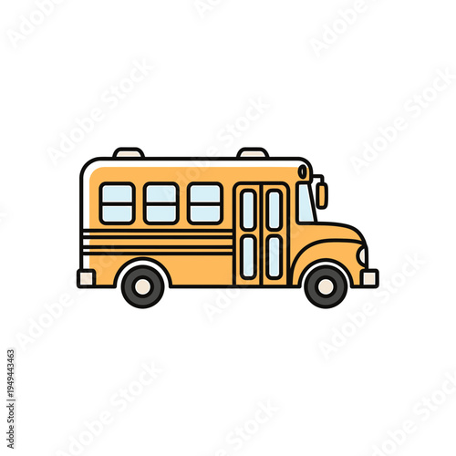 Stylized School Bus Icon vector illustration