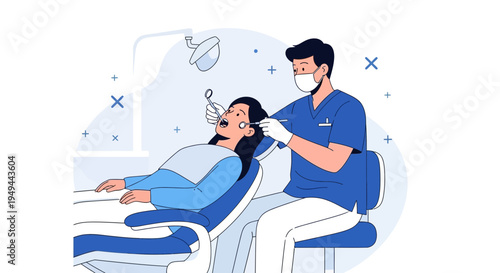 Dentist examining patient's teeth in modern dental clinic, healthcare concept