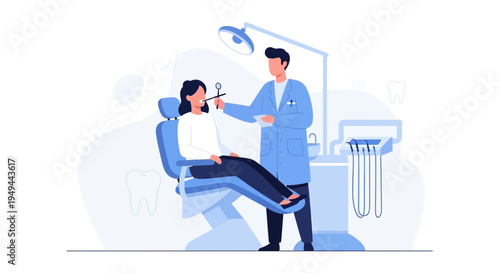 Dentist examining patient's teeth in modern dental clinic with equipment