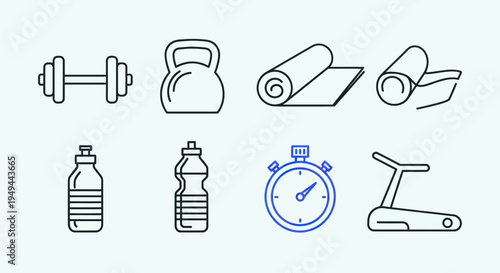 Fitness equipment illustrated outline