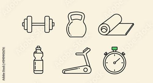 Fitness equipment line art