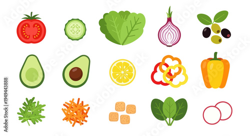 Fresh vegetable ingredients isolated vector
