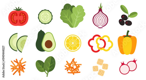 Fresh vegetables isolated on white background