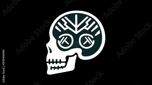 Skull Head Brain Anatomy Graphic Illustration.
