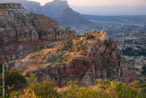 View of the Gheralta Mountains at sunset, Ethiopia