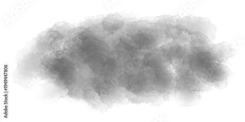 Photography Grey Watercolor Cloud or Smoke Texture Element Isolated on White Background