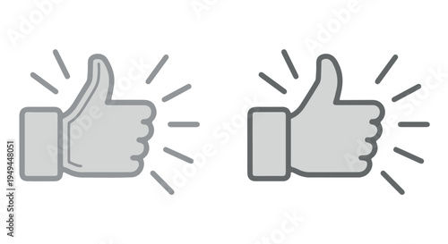 A graphic illustration of two thumbs up icons with lines radiating from them on a Transparent Background