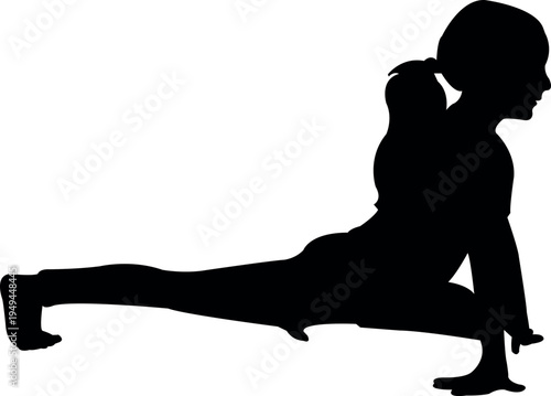 a girl making exercise, silhouette vector