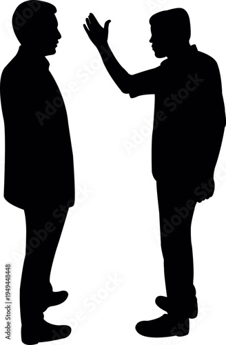 two men making chat, silhouette vector