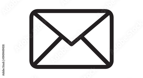 A simple black icon of an envelope on a Transparent Background for communication and messaging
