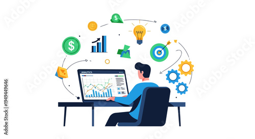 Data driven Business Strategy Analytics Innovation and Financial Growth Flat Vector Illustration EPS10 Stock.eps