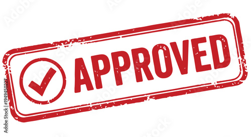 A red approved stamp with a checkmark on a Transparent Background