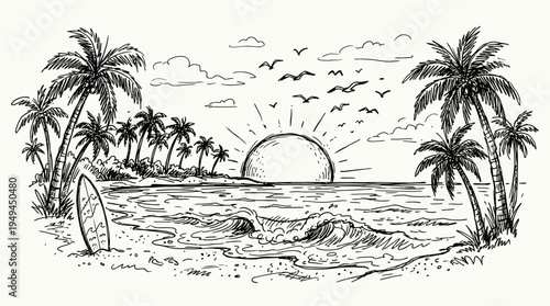 Palm trees on a beach.