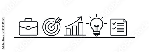 Career planning and professional goal development guiding individuals toward steady progress and long-term success in modern professional environments, briefcase, target symbol