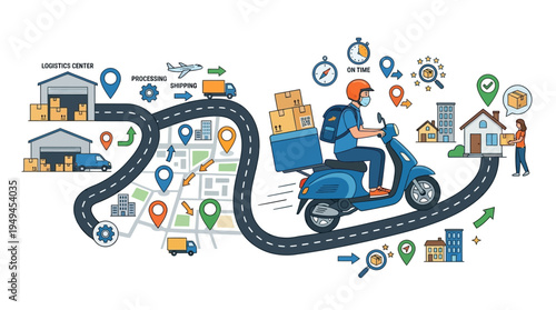 Delivery Rider on Winding Road.