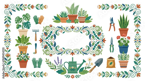 Variety of Potted Houseplants.