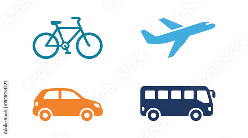 Vehicles Transportation Modes Icons.