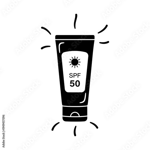 SPF 50 Sunscreen Lotion Tube Silhouette – Sun Protection Skincare Icon