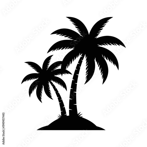 Single Large Palm Tree Silhouette for Tropical and Island Design

