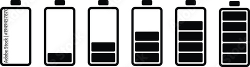 Battery charge level icons set, smartphone power indicator energy status vector illustration collection isolated concept