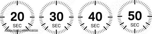 Countdown timer seconds dial set, stopwatch interface measurement time concept vector illustration isolated collection