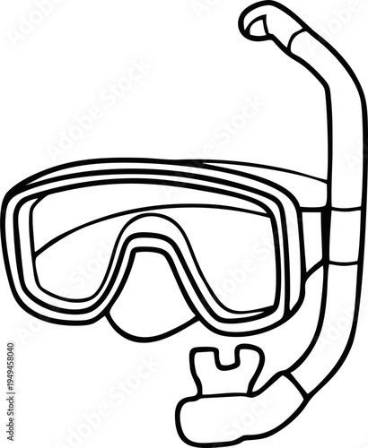 Scuba Diving Mask and Snorkel Tube Vector Illustration
