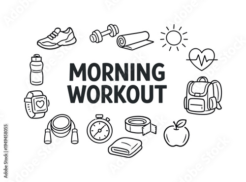 Healthy morning workout and energizing fitness routine concept focused on starting the day with movement, improving endurance and building positive habits that support long-term