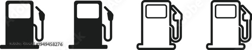Fuel pump station icons set, gasoline energy service transportation vector illustration collection isolated concept design