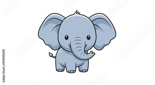 Cute Cartoon Elephant Closeup Portrait.