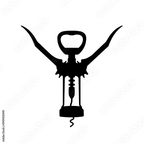 Wine corkscrew silhouette, vector illustration