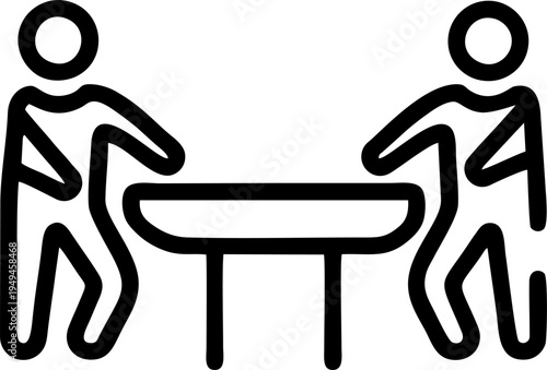 Two People Playing Foosball Table Soccer Match Vector Icon