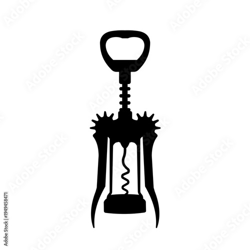 Wine corkscrew silhouette, vector illustration