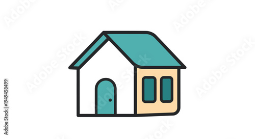 Simple cartoon house with roof.