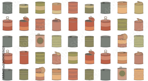 Colorful oil cans in various positions.