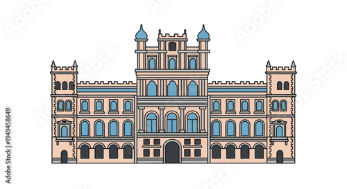 Large ornate building with towers.