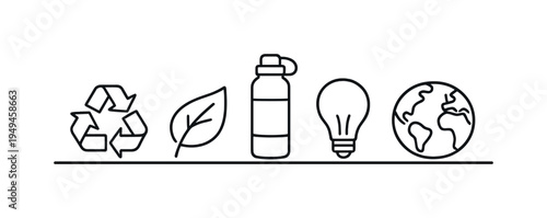 Sustainable everyday habits and environmentally responsible lifestyle encouraging conscious resource use and long term ecological balance in modern society, recycling symbol, leaf