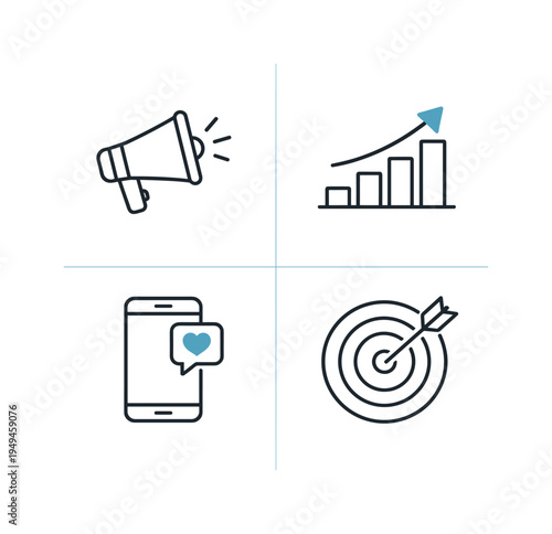 Digital marketing strategy and online audience engagement in modern business promotion where companies analyze performance, publish content, attract visitors, and convert interest