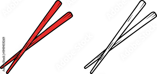 Traditional Asian Chopsticks Kitchen Utensil Vector Illustration
