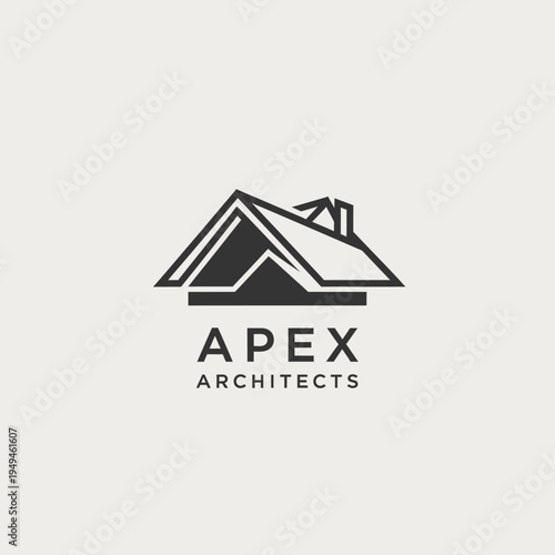 Apex Architects Minimalist Logo Featuring Abstract House Roofline on Isolated White Background