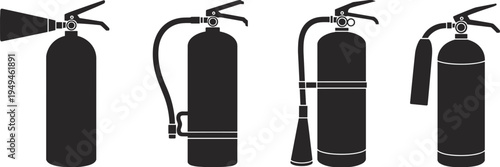 Fire extinguisher, safety, equipment, fire protection, emergency, firefighting, prevention, rescue, hazard, security, tool, cylinder, alarm, silhouette, safety gear
