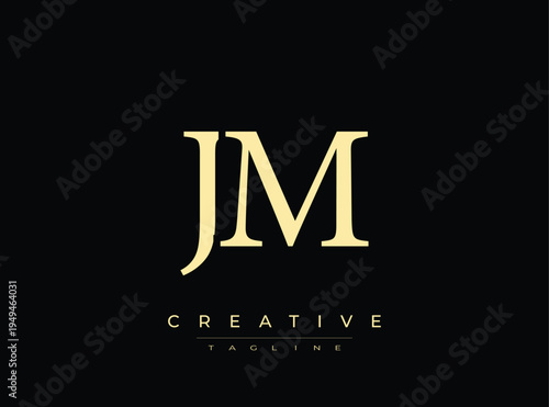 JM logo design with creative tagline on plain background