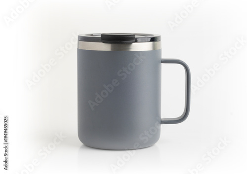 Thermos Mug. Stainless Steel Thermos Cup on white background.